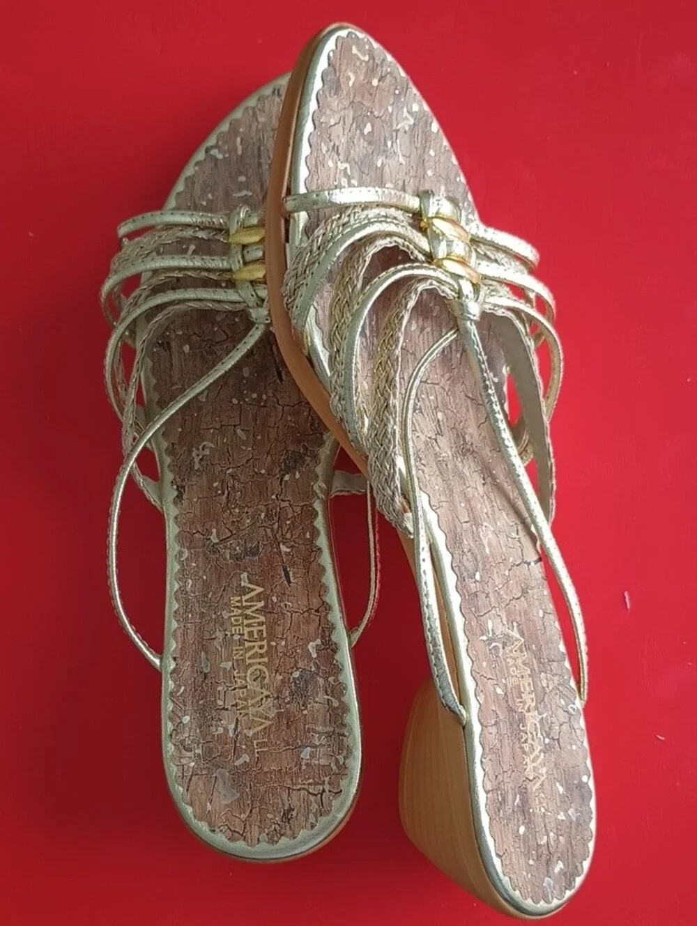 Gold Braided Strappy Slide Sandals for Women